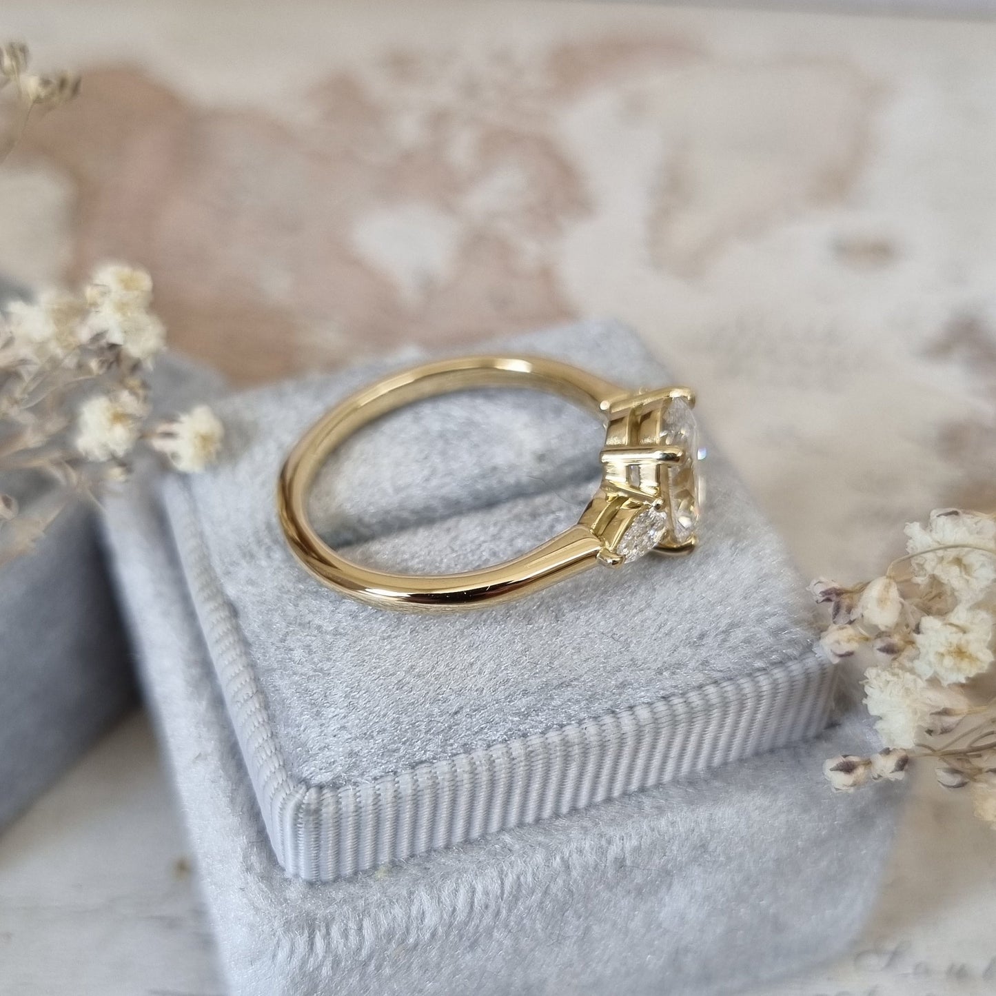 1.50 CT Oval Three Stones Lab Grown Diamond Engagement Ring