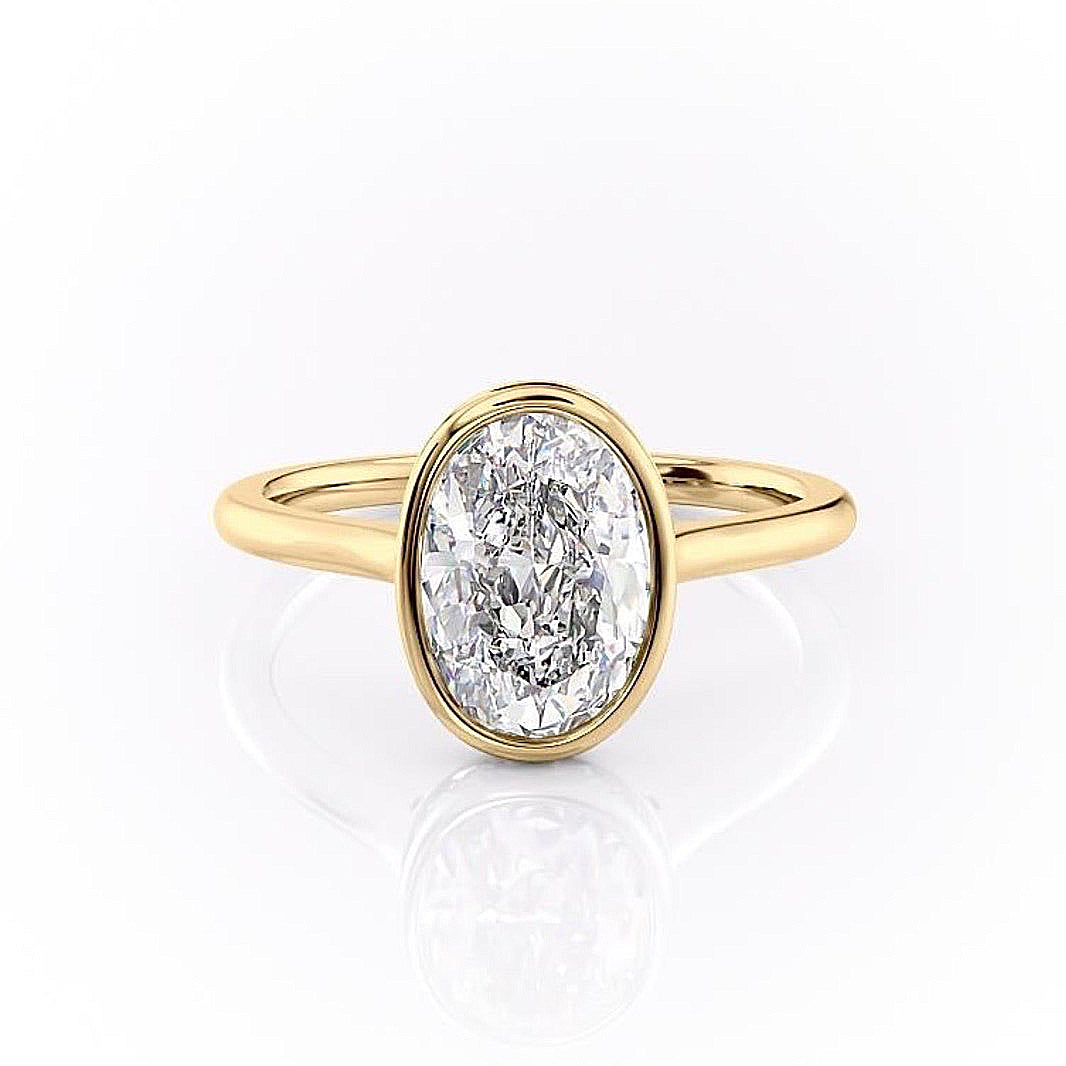 2.10 CT Oval Cut Bezel Solitaire Moissanite Engagement Ring 11 2.10 CT Oval Cut Bezel Solitaire Moissanite Engagement Ring 11