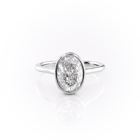2.10 CT Oval Cut Bezel Solitaire Moissanite Engagement Ring 10 2.10 CT Oval Cut Bezel Solitaire Moissanite Engagement Ring 10
