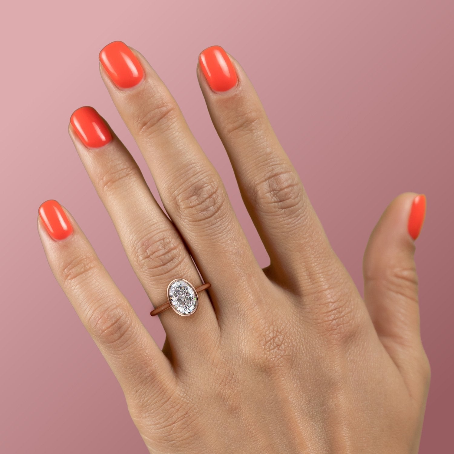 2.10 CT Oval Cut Bezel Solitaire Moissanite Engagement Ring 6 2.10 CT Oval Cut Bezel Solitaire Moissanite Engagement Ring 6