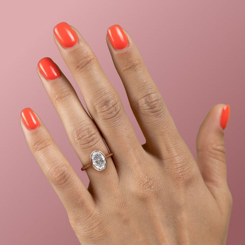 2.10 CT Oval Cut Bezel Solitaire Moissanite Engagement Ring 6 2.10 CT Oval Cut Bezel Solitaire Moissanite Engagement Ring 6