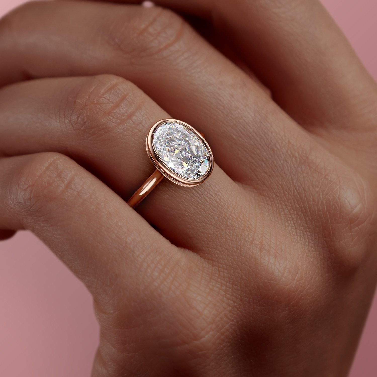2.10 CT Oval Cut Bezel Solitaire Moissanite Engagement Ring 7 2.10 CT Oval Cut Bezel Solitaire Moissanite Engagement Ring 7