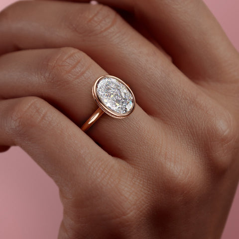 2.10 CT Oval Cut Bezel Solitaire Moissanite Engagement Ring 7 2.10 CT Oval Cut Bezel Solitaire Moissanite Engagement Ring 7