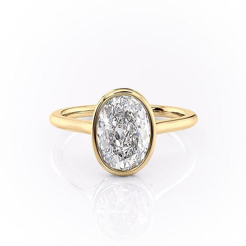 2.10 CT Oval Cut Bezel Solitaire Moissanite Engagement Ring 11 2.10 CT Oval Cut Bezel Solitaire Moissanite Engagement Ring 11
