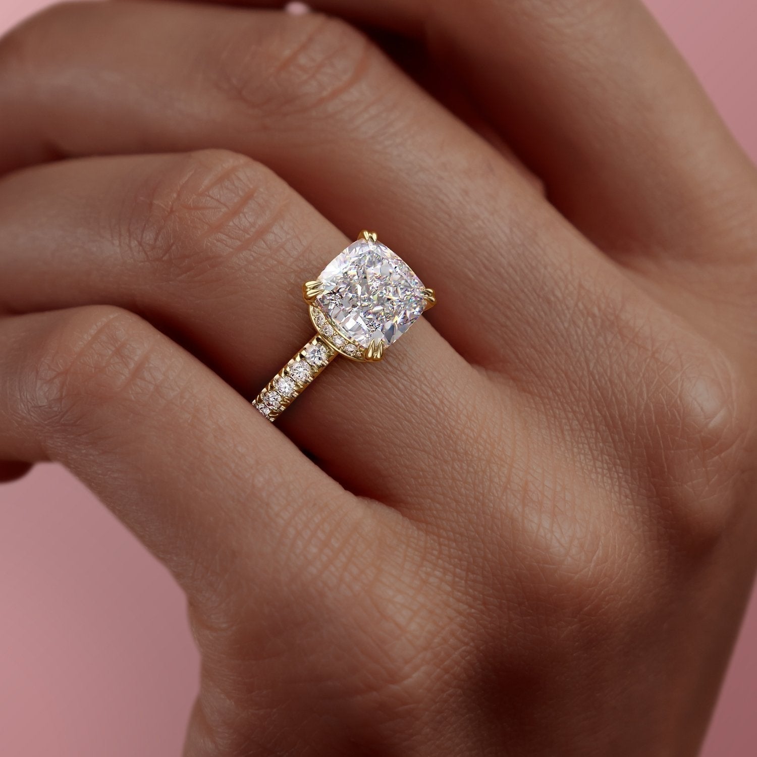 2.15 CT Cushion Cut Pave Moissanite Engagement Ring 8 2.15 CT Cushion Cut Pave Moissanite Engagement Ring 8
