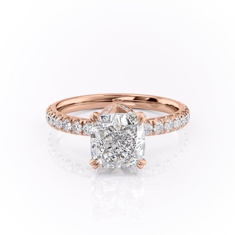 2.15 CT Cushion Cut Pave Moissanite Engagement Ring 12 2.15 CT Cushion Cut Pave Moissanite Engagement Ring 12