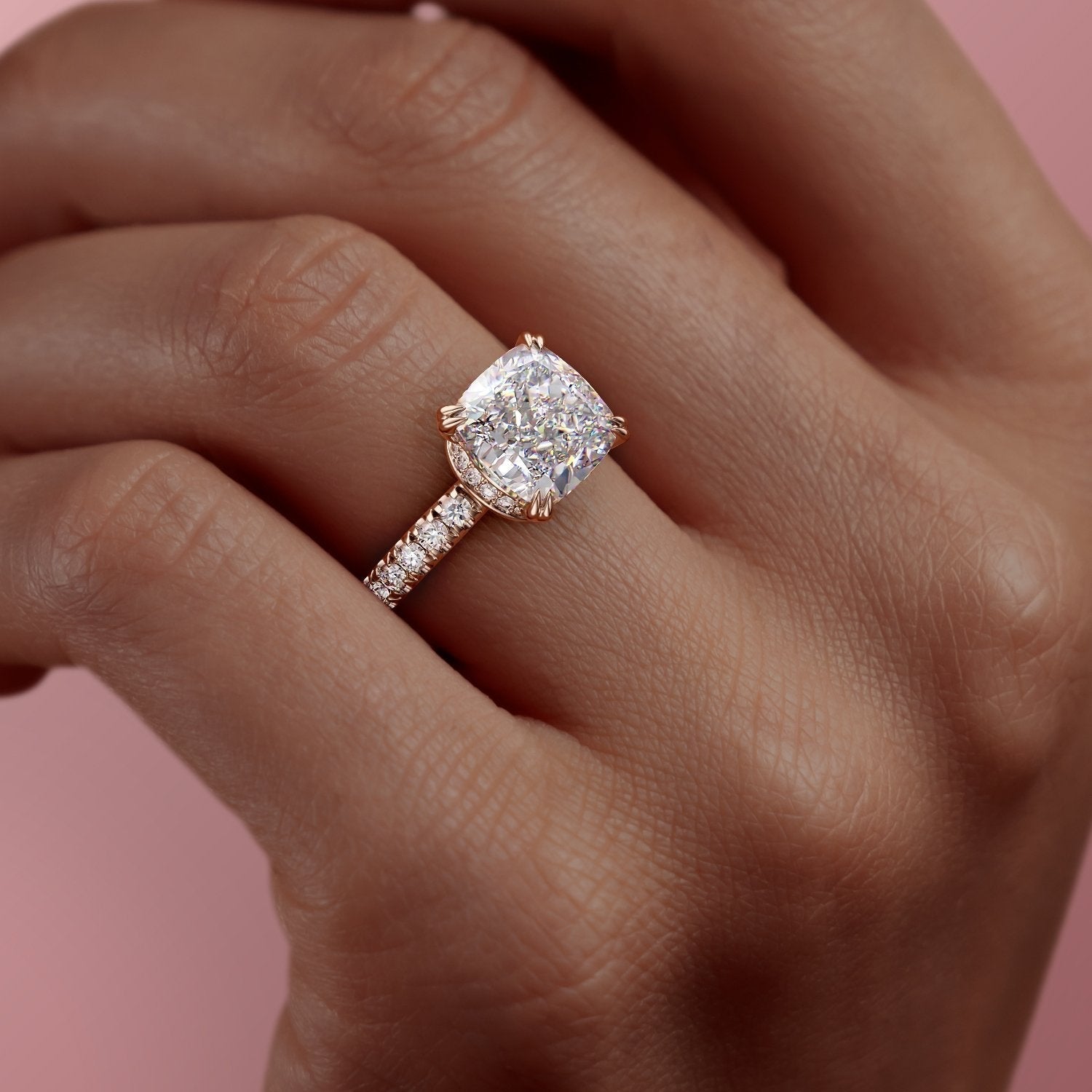 2.15 CT Cushion Cut Pave Moissanite Engagement Ring 9 2.15 CT Cushion Cut Pave Moissanite Engagement Ring 9