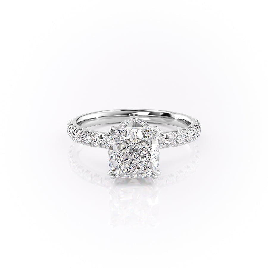 2.15 CT Cushion Cut Pave Moissanite Engagement Ring 10 2.15 CT Cushion Cut Pave Moissanite Engagement Ring 10