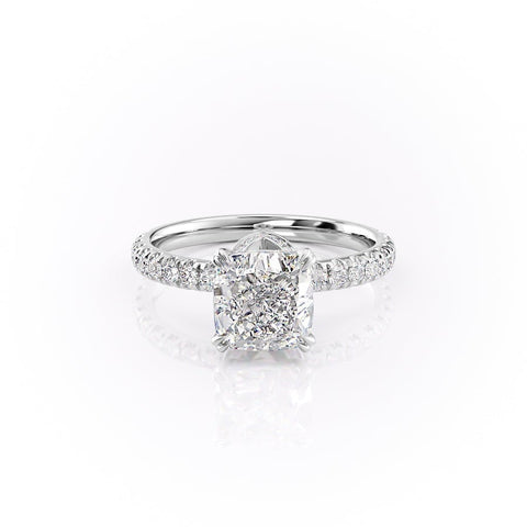 2.15 CT Cushion Cut Pave Moissanite Engagement Ring 10 2.15 CT Cushion Cut Pave Moissanite Engagement Ring 10