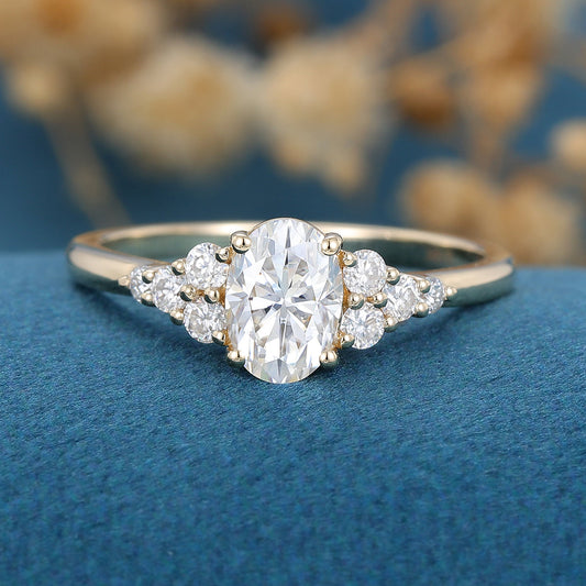 Oval Cluster Lab Grown Diamond Engagement Ring