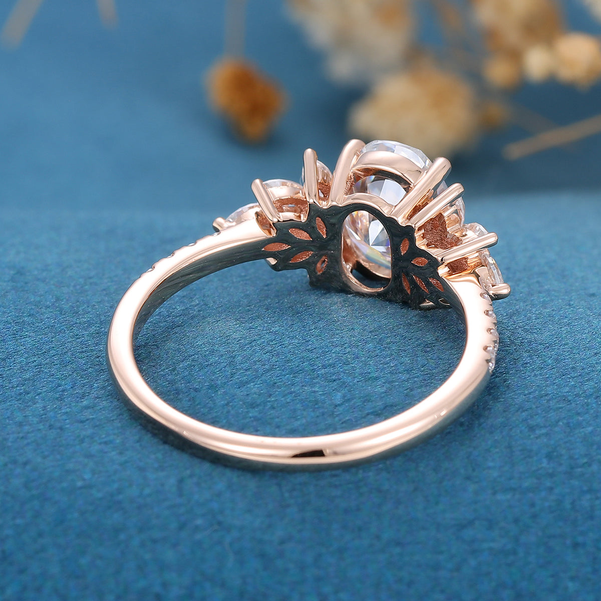 Oval Cluster Lab Grown Diamond Engagement Ring