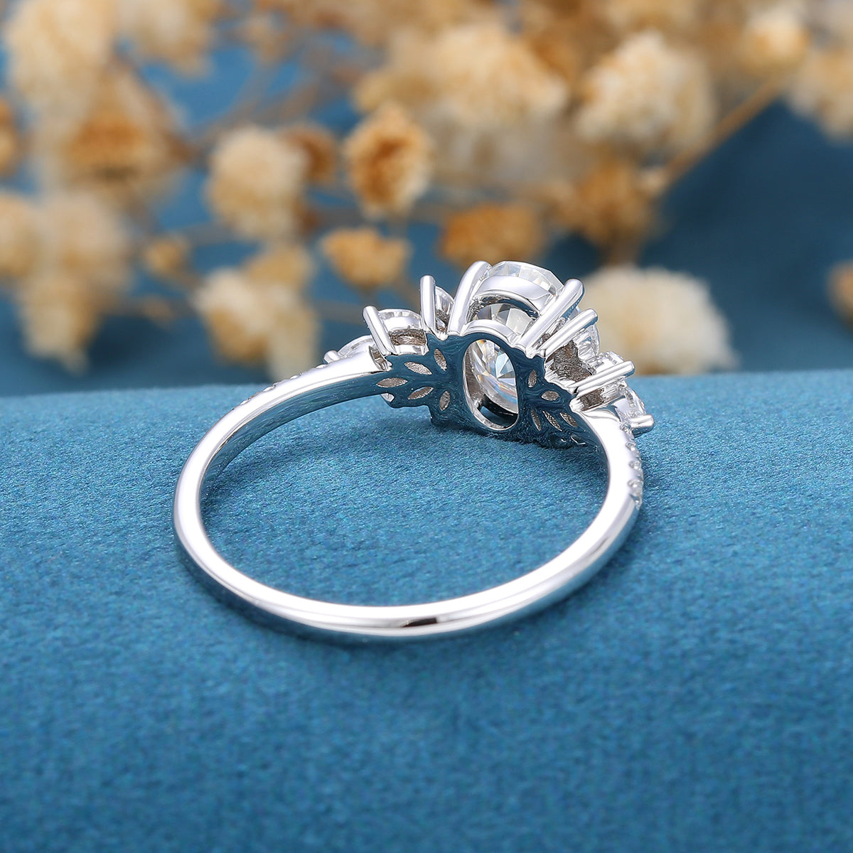 Oval Cluster Lab Grown Diamond Engagement Ring