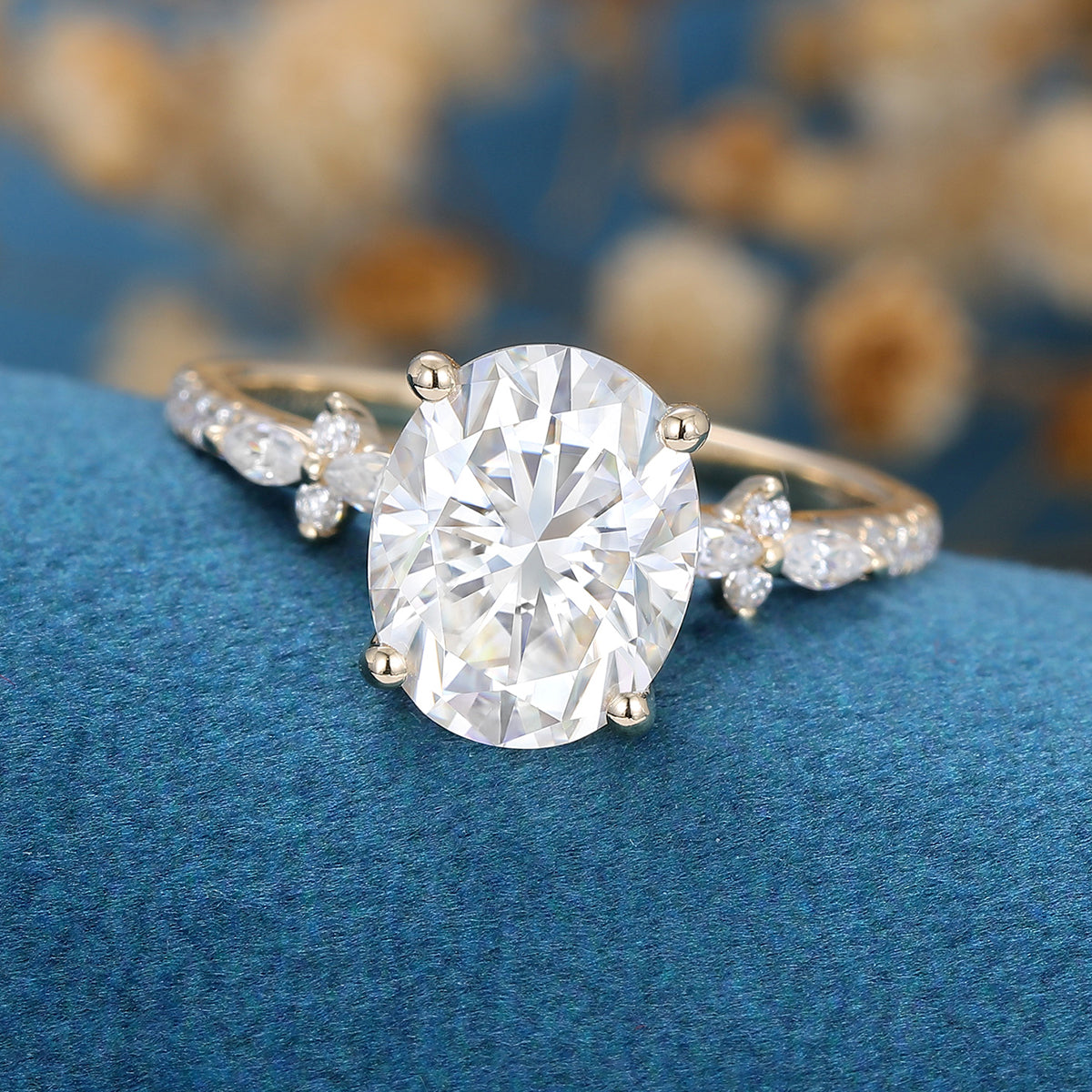 Oval Cluster Lab Grown Diamond Engagement Ring