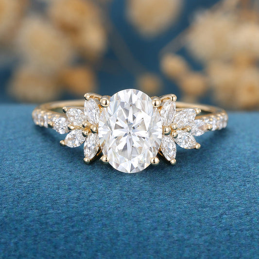 Oval Cluster Lab Grown Diamond Engagement Ring