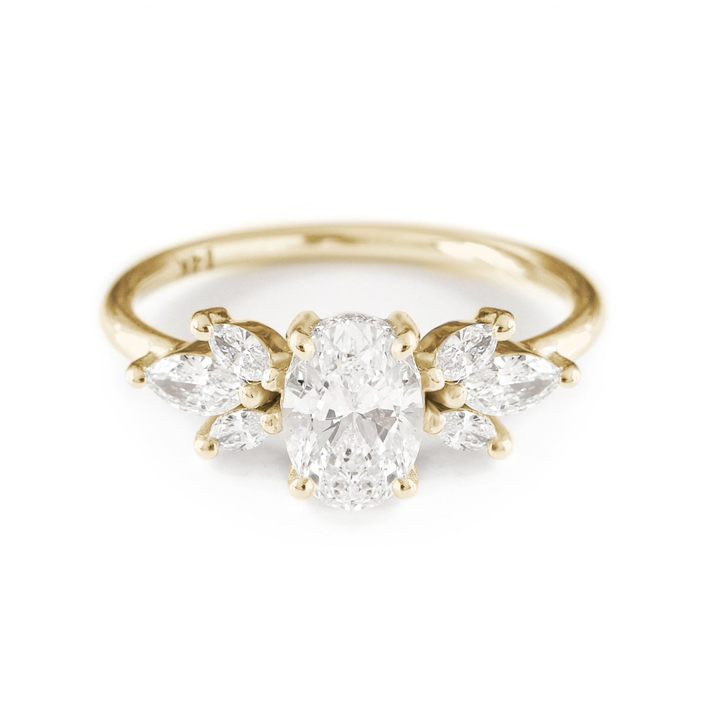 Oval Cluster Lab Grown Diamond Engagement Ring