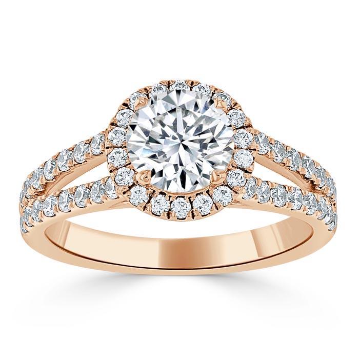 1.35 Round Cut Halo Split Shank Setting Moissanite Engagement Ring 7 1.35 Round Cut Halo Split Shank Setting Moissanite Engagement Ring 7