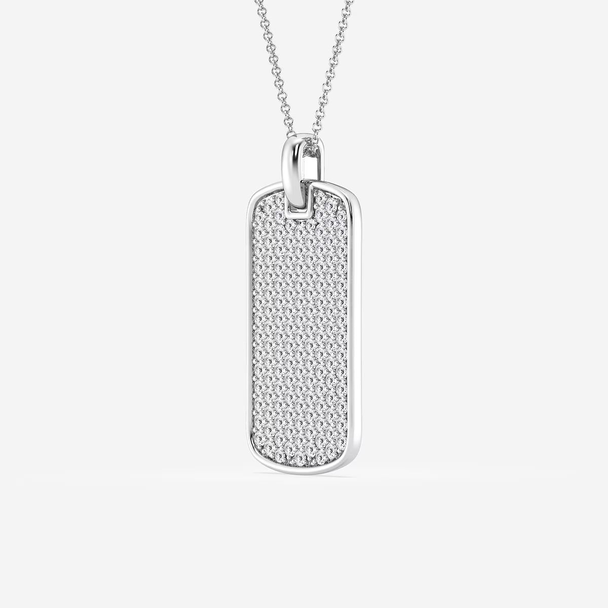 2 TCW Round Cut Lab Grown Diamond Dog Tag Pendant