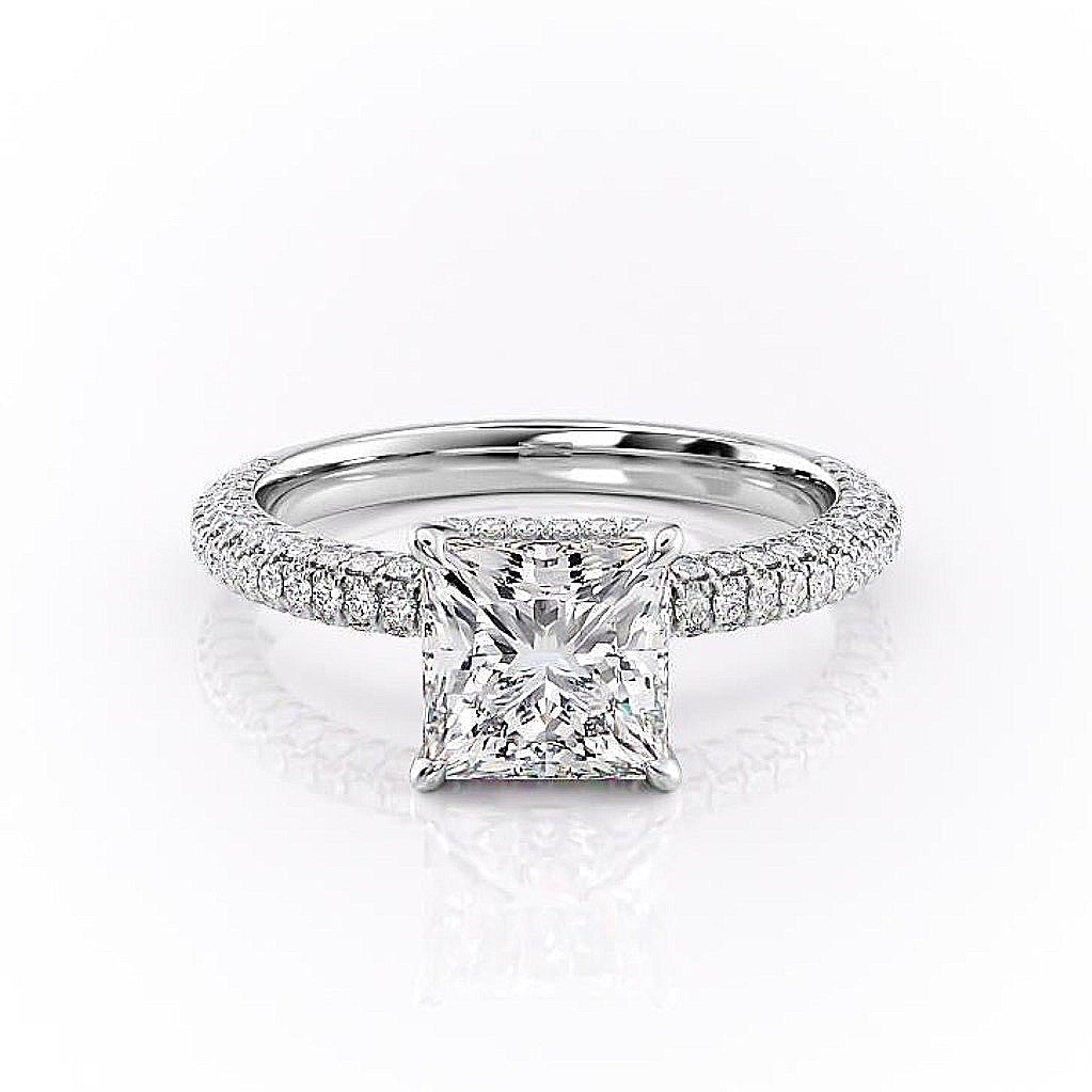 2.08 CT Princess Cut Hidden Halo Pave Setting Moissanite Engagement Ring 10 2.08 CT Princess Cut Hidden Halo Pave Setting Moissanite Engagement Ring 10