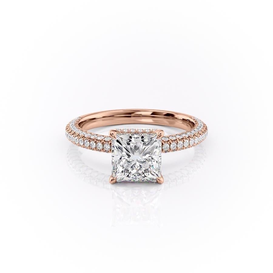 2.08 CT Princess Cut Hidden Halo Pave Setting Moissanite Engagement Ring 12 2.08 CT Princess Cut Hidden Halo Pave Setting Moissanite Engagement Ring 12
