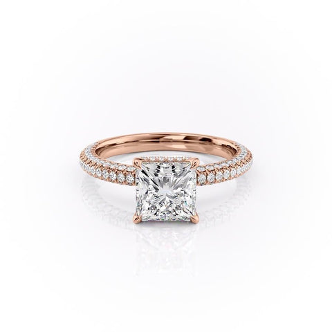 2.08 CT Princess Cut Hidden Halo Pave Setting Moissanite Engagement Ring 12 2.08 CT Princess Cut Hidden Halo Pave Setting Moissanite Engagement Ring 12