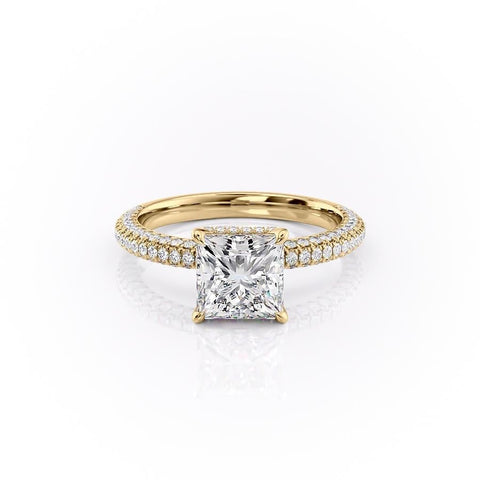 2.08 CT Princess Cut Hidden Halo Pave Setting Moissanite Engagement Ring 11 2.08 CT Princess Cut Hidden Halo Pave Setting Moissanite Engagement Ring 11