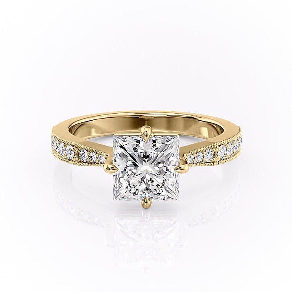 2.08 CT Princess Cut Solitaire Channel Pave Moissanite Engagement Ring 11 2.08 CT Princess Cut Solitaire Channel Pave Moissanite Engagement Ring 11