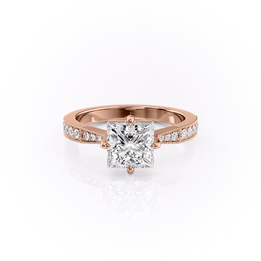 2.08 CT Princess Cut Solitaire Channel Pave Moissanite Engagement Ring 12 2.08 CT Princess Cut Solitaire Channel Pave Moissanite Engagement Ring 12