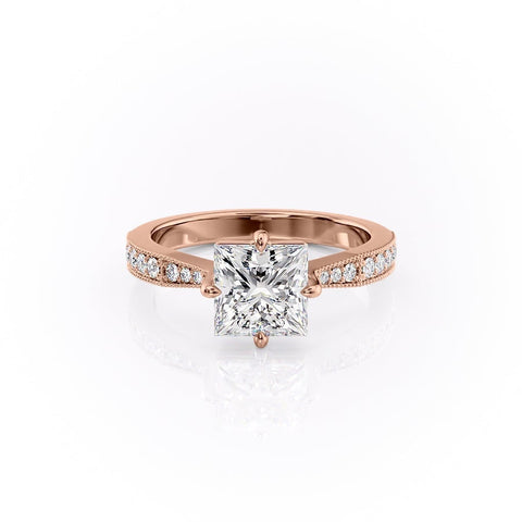 2.08 CT Princess Cut Solitaire Channel Pave Moissanite Engagement Ring 12 2.08 CT Princess Cut Solitaire Channel Pave Moissanite Engagement Ring 12