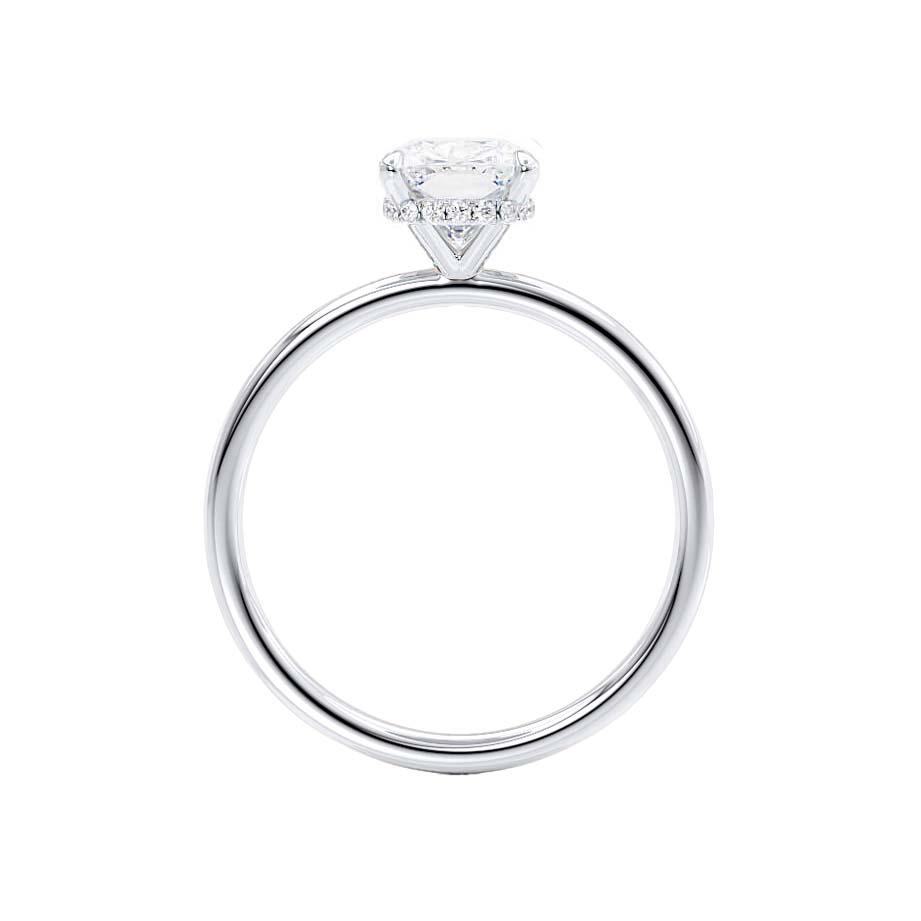 Elongated Cushion Hidden Halo Lab Grown Diamond Engagement Ring