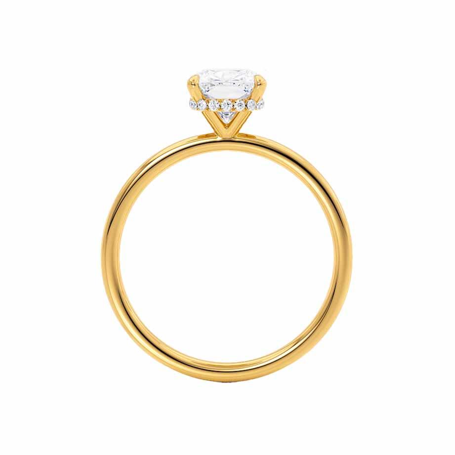 Elongated Cushion Hidden Halo Lab Grown Diamond Engagement Ring