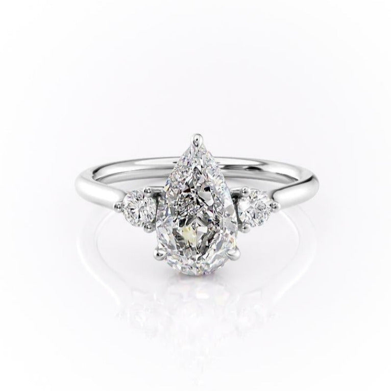 2.0 CT Pear Cut Three Stone Moissanite Engagement Ring 10 2.0 CT Pear Cut Three Stone Moissanite Engagement Ring 10