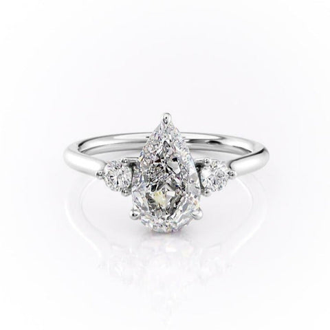 2.0 CT Pear Cut Three Stone Moissanite Engagement Ring 10 2.0 CT Pear Cut Three Stone Moissanite Engagement Ring 10