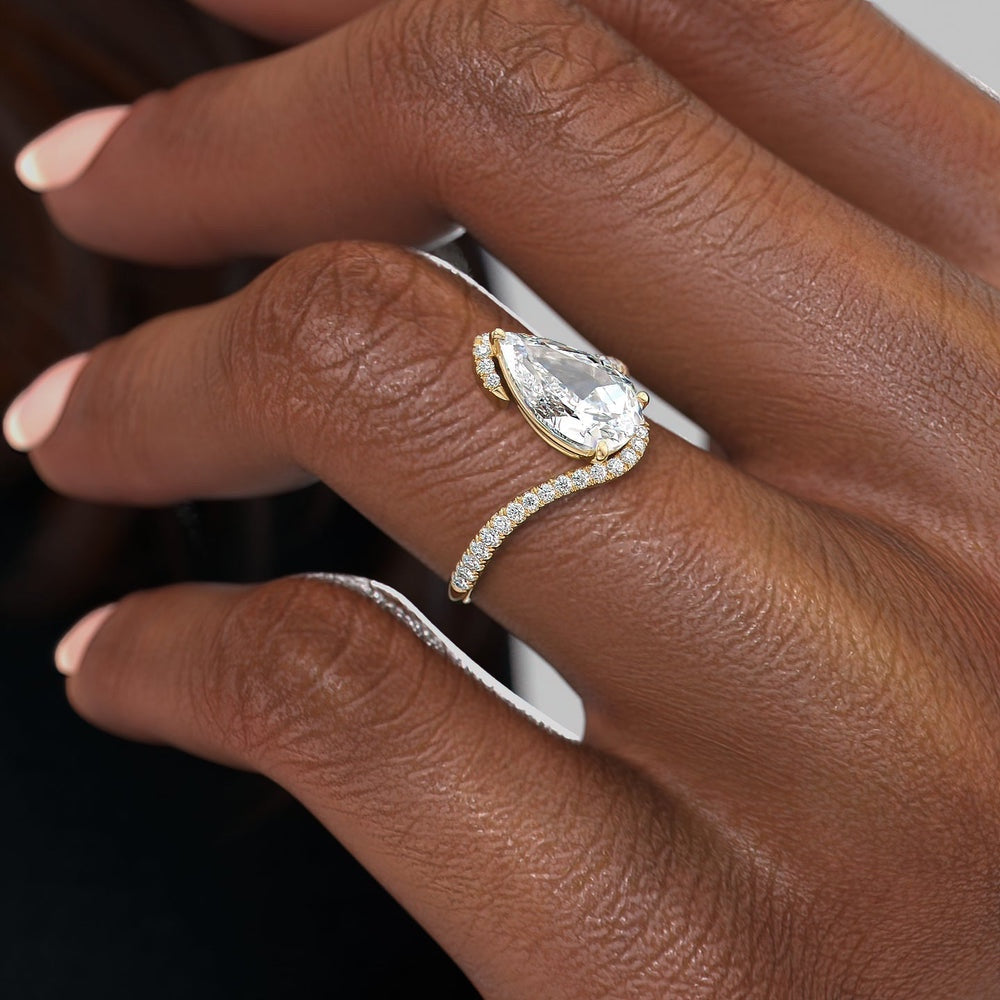 2.0 CT Pear Cut Solitaire Bypass Setting Moissanite Engagement Ring 3 2.0 CT Pear Cut Solitaire Bypass Setting Moissanite Engagement Ring 3
