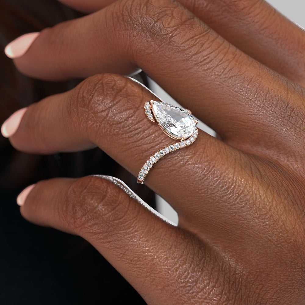 2.0 CT Pear Cut Solitaire Bypass Setting Moissanite Engagement Ring 2 2.0 CT Pear Cut Solitaire Bypass Setting Moissanite Engagement Ring 2
