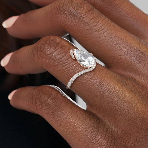 2.0 CT Pear Cut Solitaire Bypass Setting Moissanite Engagement Ring 2 2.0 CT Pear Cut Solitaire Bypass Setting Moissanite Engagement Ring 2