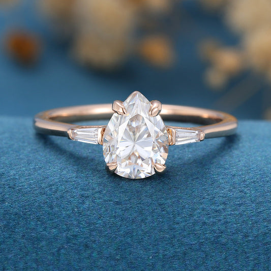 Pear Three Stone Lab Grown Diamond Engagement Ring