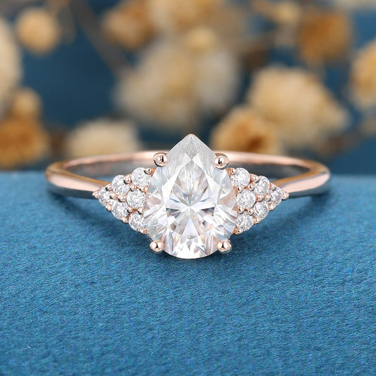 Pear Cluster Lab Grown Diamond Engagement Ring