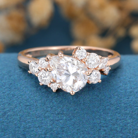 Pear Cluster Lab Grown Diamond Engagement Ring