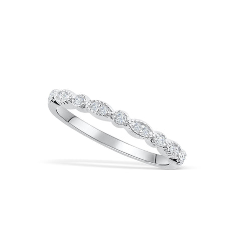 0.16 TCW Round Milgrain Style Moissanite Wedding Band 7 0.16 TCW Round Milgrain Style Moissanite Wedding Band 7