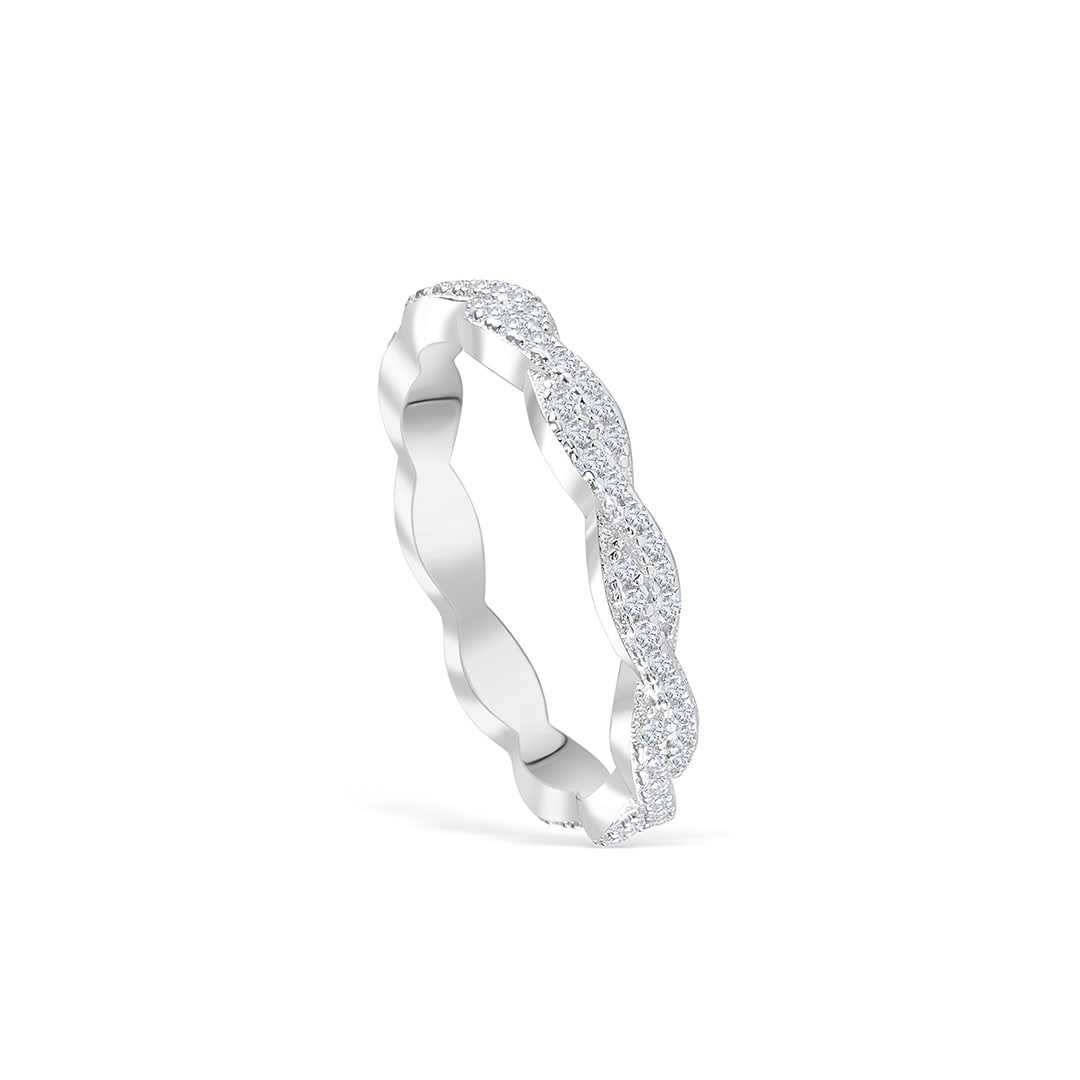 0.34 TCW Round Twisted Style Moissanite Wedding Band 8 0.34 TCW Round Twisted Style Moissanite Wedding Band 8