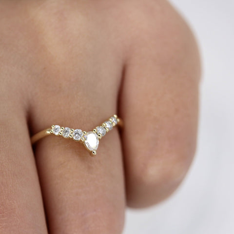 0.31 TCW Round & Pear Cut Curved Moissanite Wedding Band 3 0.31 TCW Round & Pear Cut Curved Moissanite Wedding Band 3