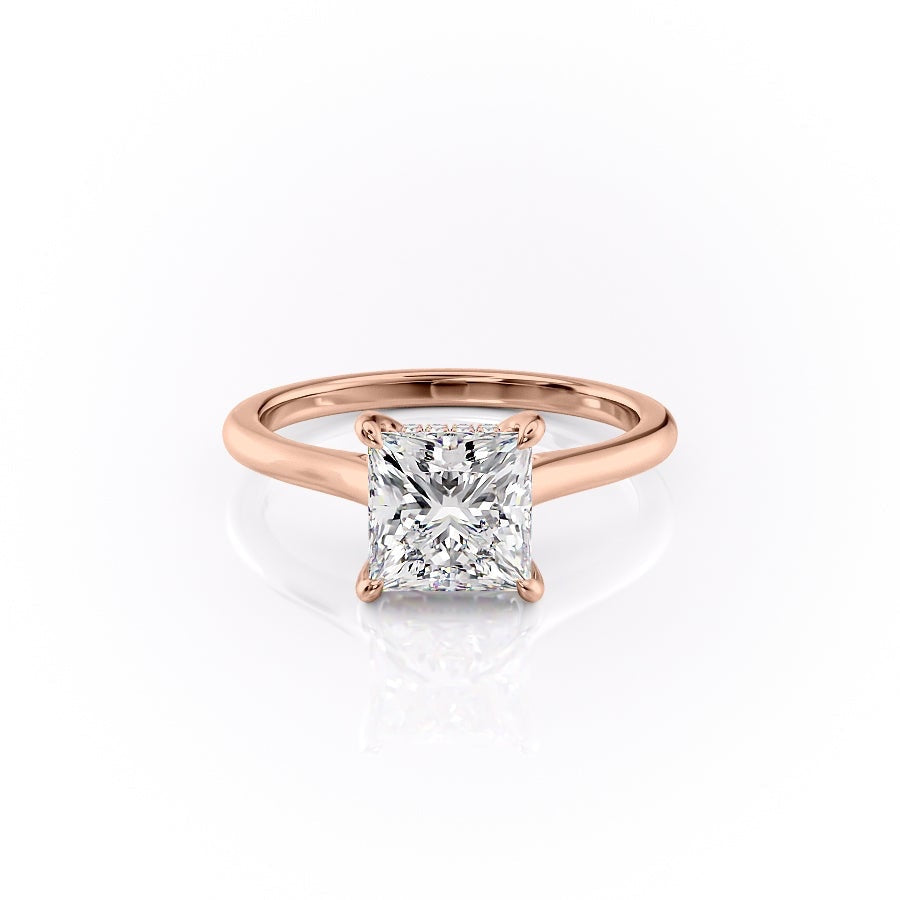2.08 CT Princess Cut Solitaire Hidden Halo Moissanite Engagement Ring 12 2.08 CT Princess Cut Solitaire Hidden Halo Moissanite Engagement Ring 12