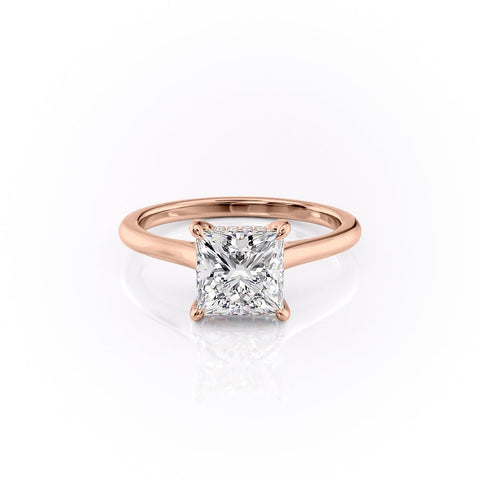 2.08 CT Princess Cut Solitaire Hidden Halo Moissanite Engagement Ring 12 2.08 CT Princess Cut Solitaire Hidden Halo Moissanite Engagement Ring 12