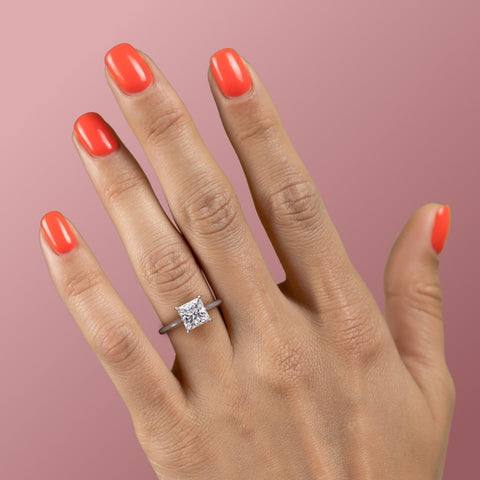 2.08 CT Princess Cut Solitaire Hidden Halo Moissanite Engagement Ring 4 2.08 CT Princess Cut Solitaire Hidden Halo Moissanite Engagement Ring 4