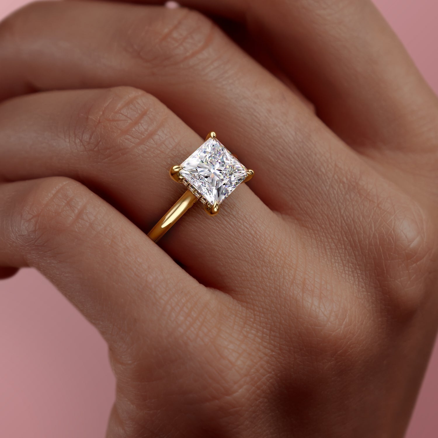 2.08 CT Princess Cut Solitaire Hidden Halo Moissanite Engagement Ring 9 2.08 CT Princess Cut Solitaire Hidden Halo Moissanite Engagement Ring 9