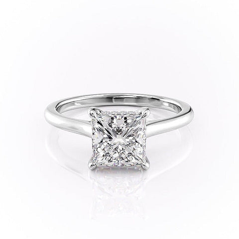 2.08 CT Princess Cut Solitaire Hidden Halo Moissanite Engagement Ring 10 2.08 CT Princess Cut Solitaire Hidden Halo Moissanite Engagement Ring 10