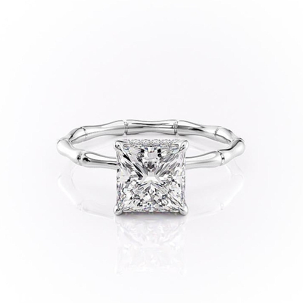2.08 CT Princess Cut Solitaire Hidden Halo Setting Moissanite Engagement Ring 10 2.08 CT Princess Cut Solitaire Hidden Halo Setting Moissanite Engagement Ring 10