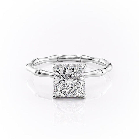 2.08 CT Princess Cut Solitaire Hidden Halo Setting Moissanite Engagement Ring 10 2.08 CT Princess Cut Solitaire Hidden Halo Setting Moissanite Engagement Ring 10