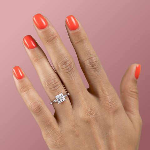 2.08 CT Princess Cut Solitaire Dainty Style Moissanite Engagement Ring 4 2.08 CT Princess Cut Solitaire Dainty Style Moissanite Engagement Ring 4