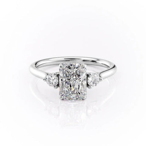 2.10 CT Radiant Cut Three Stone Style Moissanite Engagement Ring 10 2.10 CT Radiant Cut Three Stone Style Moissanite Engagement Ring 10